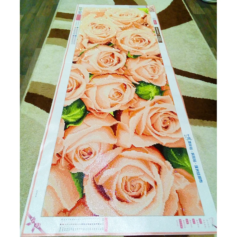 Full diamond painting 128x48cm Pink Rose pattern Decorative Painting rhinestone Handmade mosaic,flowers, Diy diamond embroidery