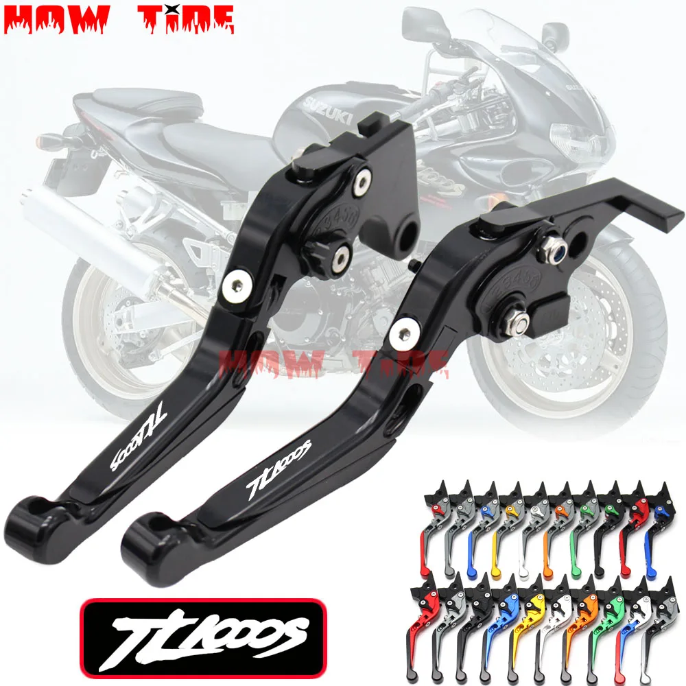 With Logo CNC Adjustable Folding Extendable Motorcycle Brake Clutch Levers For SUZUKI TL1000S TL 1000 S 1997 1998 1999 2000 2001