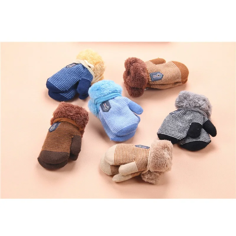 Luvas de dedo cheio de malha infantil, luvas, corda quente, meninos, meninas, criança, crianças, acessórios, inverno, 0-3 anos, KF960