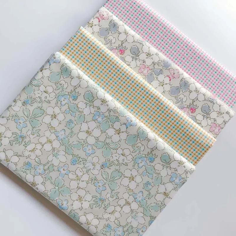 160 سنتيمتر * 50 سنتيمتر القطن القماش الوردي الأزرق الأبيض الزهور الزهور تحقق النسيج ل DIY سرير الطفل الفراش الملابس بلوزة ديكور العمل اليدوي