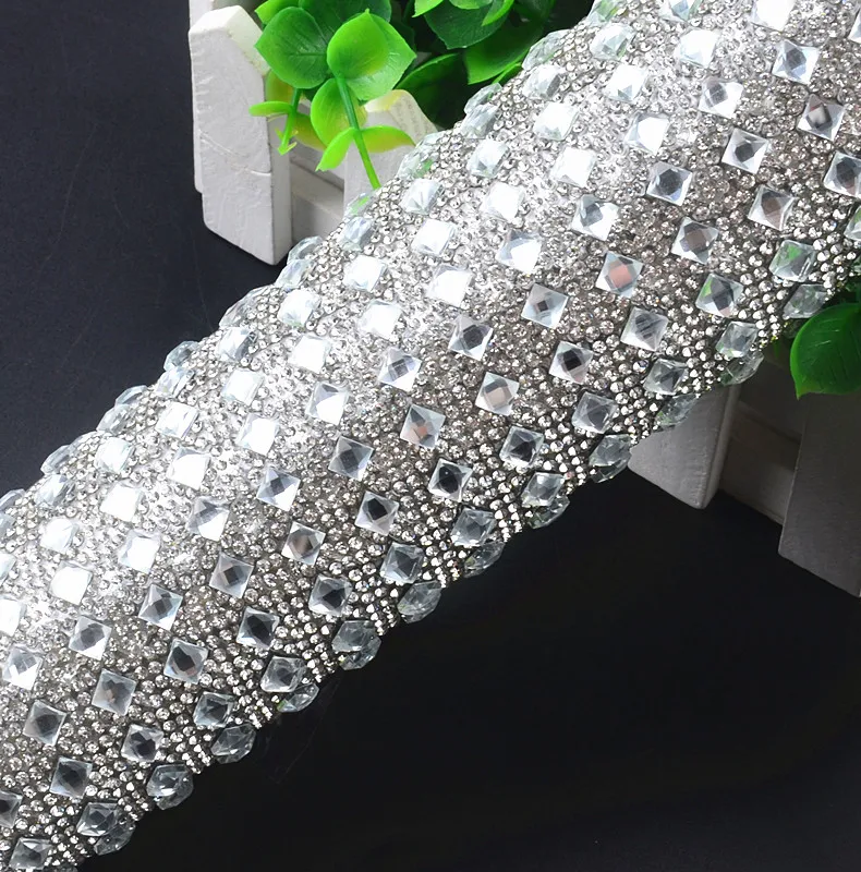 24*40 Cm Hotfix foglio Bling rettangolo Strass Trim cristallo Applique ferro su Strass maglia nastro fasciatura scarpe fai da te decorazioni