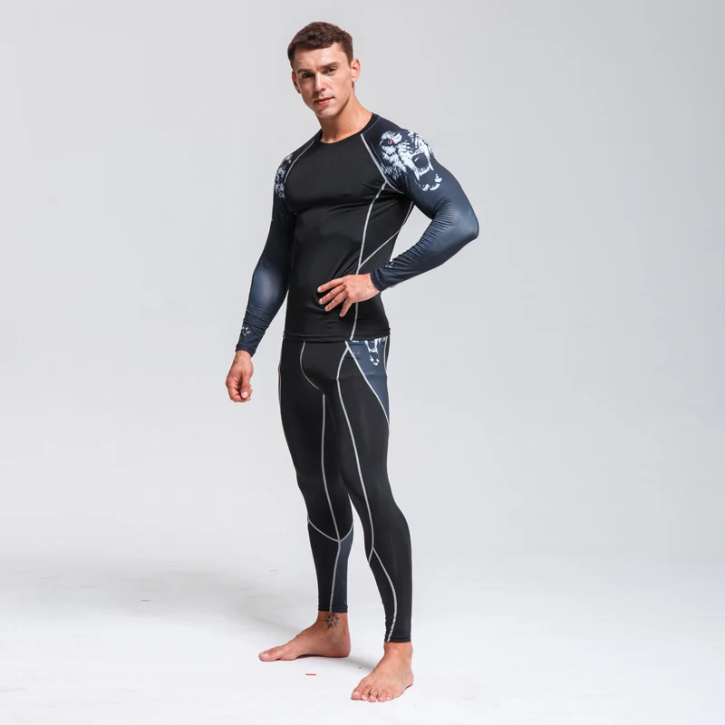 Men's Thermal Pants >Thermal Underwear Suits>Running Athletic pants >Men's Leggings Shirts Fitness training pants Men Rashguard