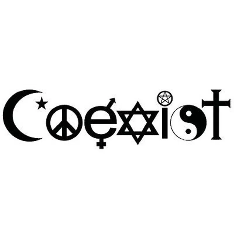 13.2X3.5CM COEXIST Bardian Interesting Vinyl Car Sticker Motorcycle Decals Black/Silver S8-0281