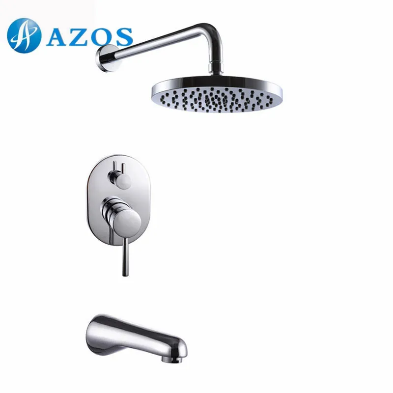 

Bathroom Single Handle Shower Faucet Trim Valve Body Tub Spout Complete Kit Polished Chrome Color LYTZ059