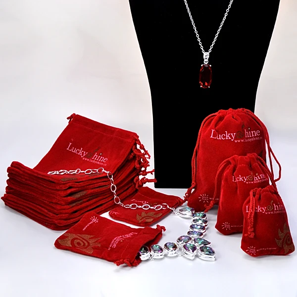 Luckyshien Promotion 5 Pcs 7.5cmx6cm  Velvet Drawstring Pouch Bag/Jewelry/Christmas/Wedding Gift Bag only bag