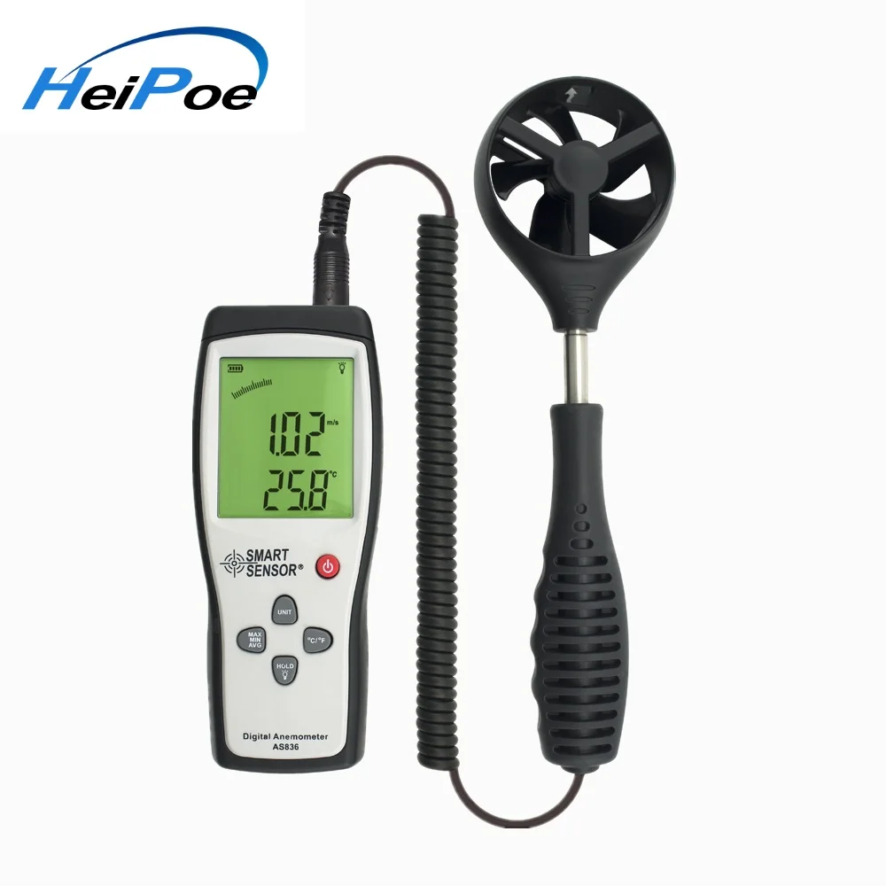 

Digital Wind Speed Meter anemometer Gauge Air wind Velocity meter 45m/s with Temperature Measuring Data Hold