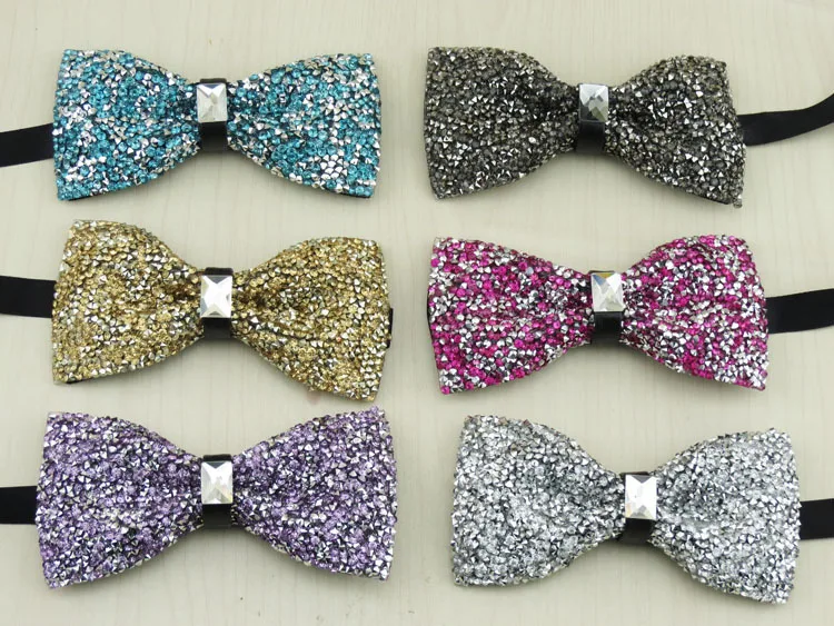 Bowties Men Rhinestone Gem Sparkle Bow Tie For Men Wedding Party Suit Shirt Dress Accessories Gravata Cravate Gioiello