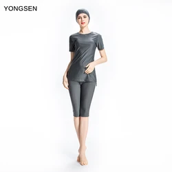 YONGSEN Women Swimsuit Short Sleeve Burkinis Muslim Swimwear Modest Style Muslimah Swim Clothing Islamic Wear Plus Size Hijab