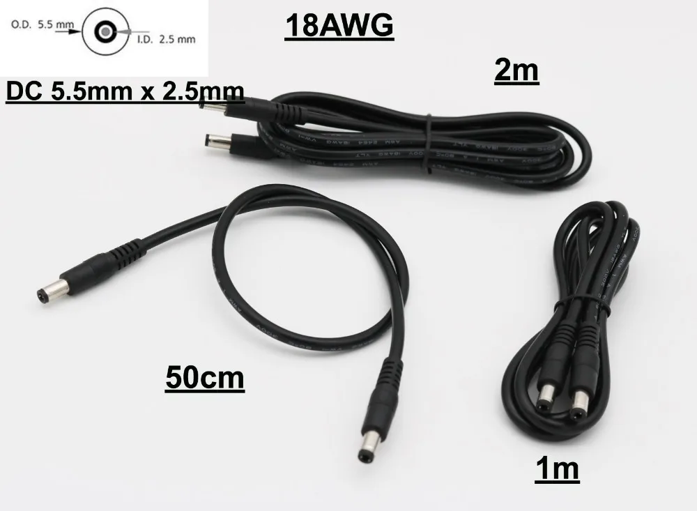 1 قطعة 0.5 M/1 M/2 M 5.5 مللي متر x 2.5 مللي متر DC 12 V الطاقة M /M الذكور إلى الذكور تمديد وصلة كابل محول للكاميرا CCTV كاميرا