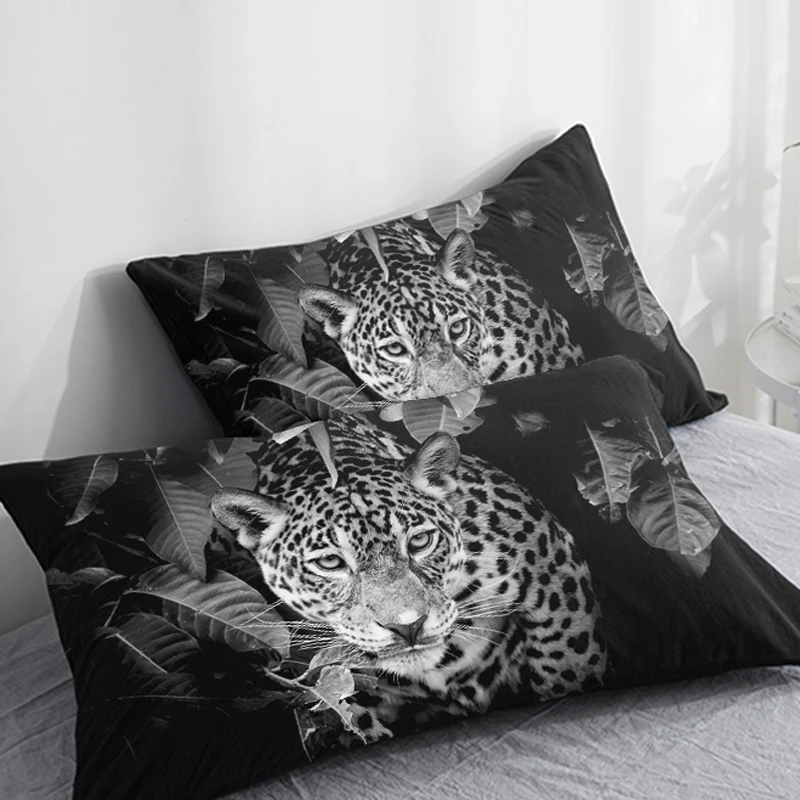 Taie d'oreiller 3D HD personnalisée, housse de coussin décorative, animal, léopard blanc, literie, livraison directe, 50x70, 50x75, 50x80, 70x70, 2 pièces