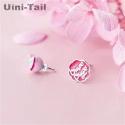 Uini-Tail hot new 925 Tibetan silver girl heart candy earrings cute sweet lollipop ear jewelry high quality hypoallergenic