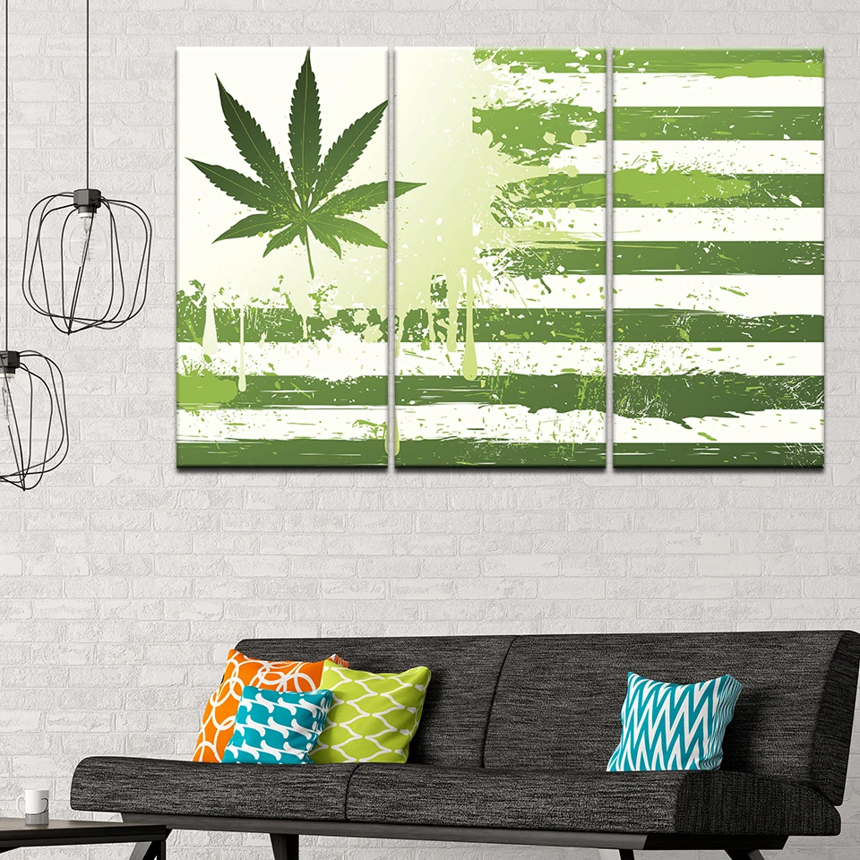 

Canvas Painting weed header abstract flag 3 Pieces Wall Art Painting Modular Sport Wallpapers Poster Print Home Decor