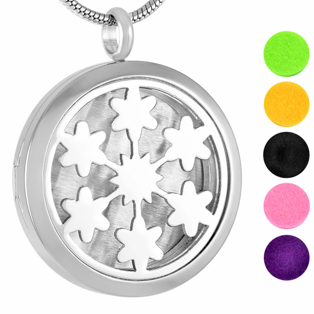 MJP0001 Stainless Steel Hollow Snowflake Perfume Locket, Aromatherapy Floating Lockets Duffuser