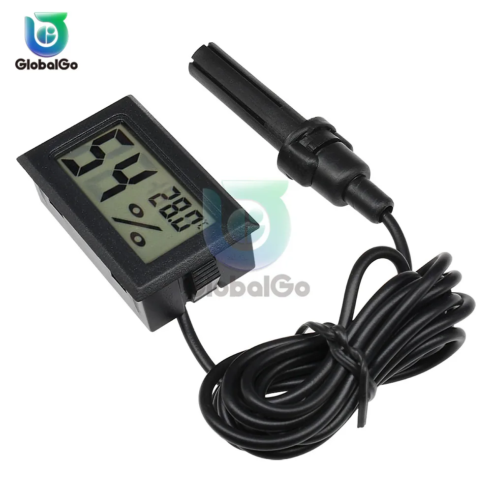 Mini LCD Digital Thermometer Hygrometer Temperature Indoor Convenient Temperature Sensor Humidity Meter Gauge Instruments Cable