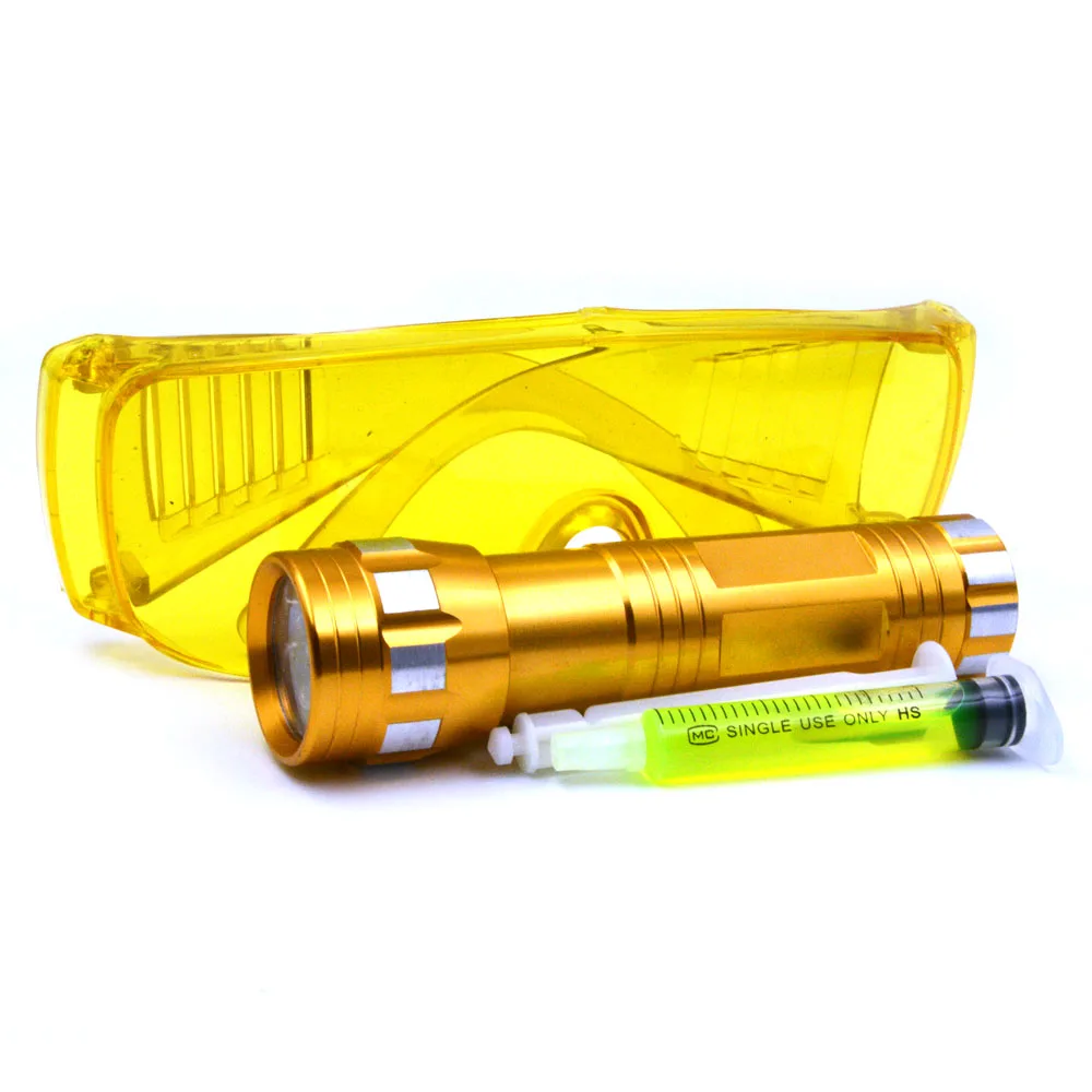 Gzhengtong 5 Color Flashlight Automotive Air Conditioning Repair Leaks Kit R134a R410 R12 Car Fluorescent Oil with Leak Glasses