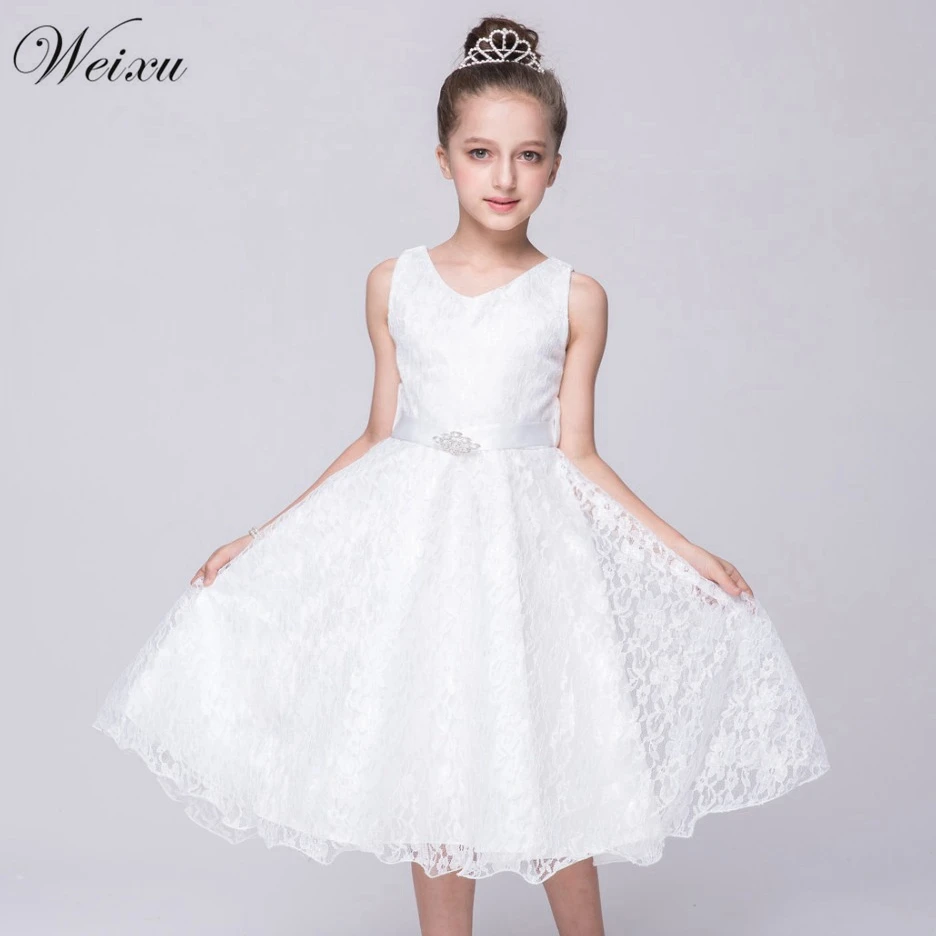 Baby Girl Wedding Dress 2019 Child White Tulle Princess Party Dresses Infant Kids Clothes For Teenager Girl 6 8 10 12 Years Old