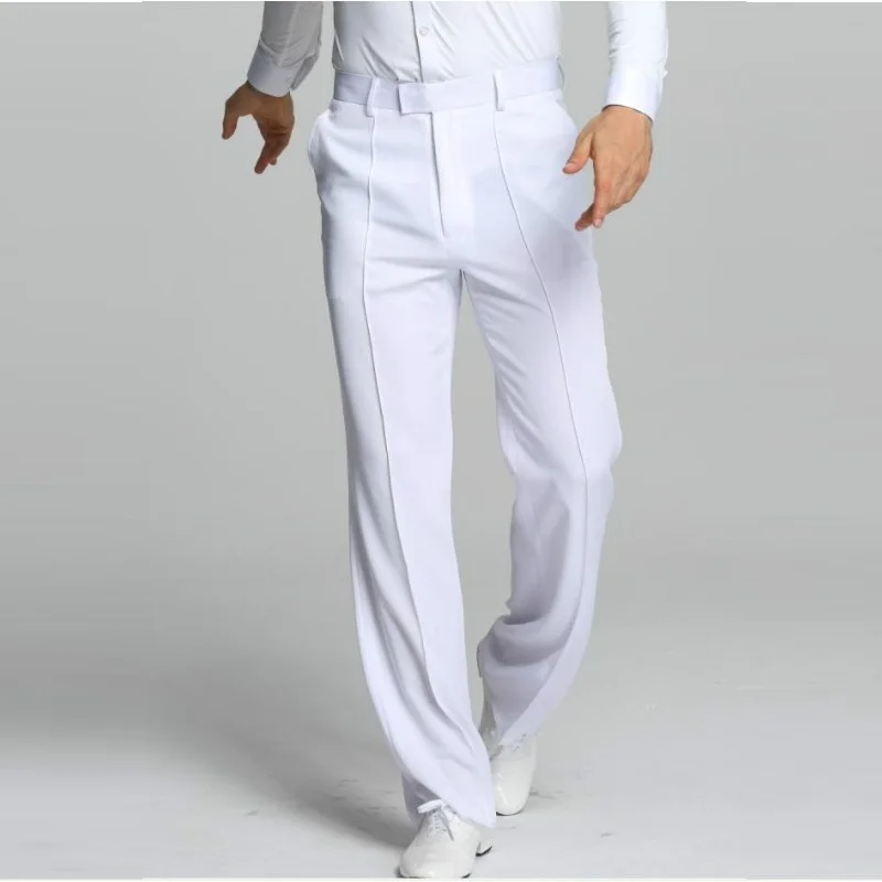 Latin Dance Pants Male White Plus Size Cambric Pants Fabrics Men Ballroom Stage Modern Chacha Trousers Waltz Trousers B-6971