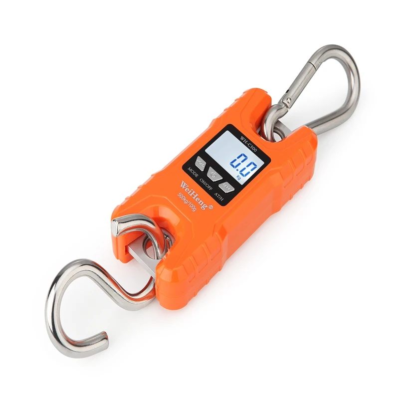 Imagem -05 - Weiheng-mini Balança Digital para Guindaste 500kg 100g Portátil Aço Inoxidável Gancho Suspensão Equilíbrio de Peso Pesado Lcd