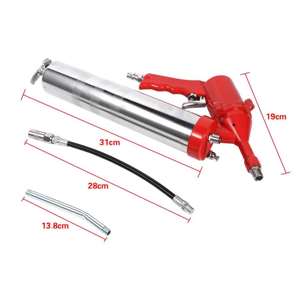 1Pcs Powerful Air Grease Gun One-Hand Pistol Grip Air Pneumatic Compressor Pump Grease Gun W/ Extension Set Home Tool