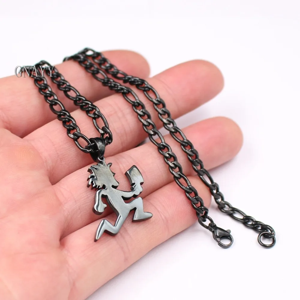stainless steel MINI 1\'\' HATCHETMAN ICP Pendant Necklace Curb chain Black punk jewelry