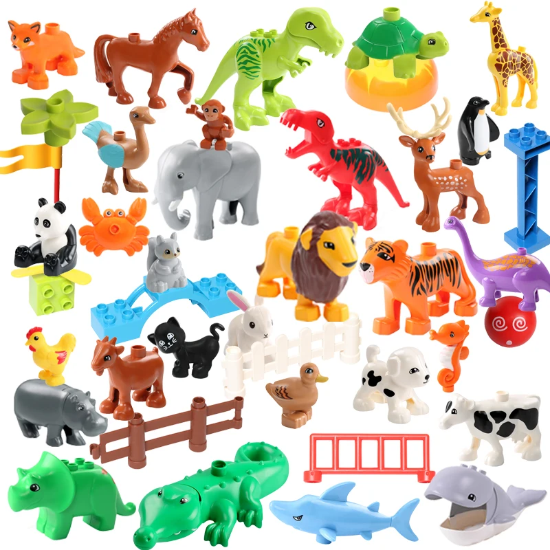 

DIY Plastic Assembly Building Blocks Animals Zoo Series Figures DIY Building Bricks Blocks Toys For Children