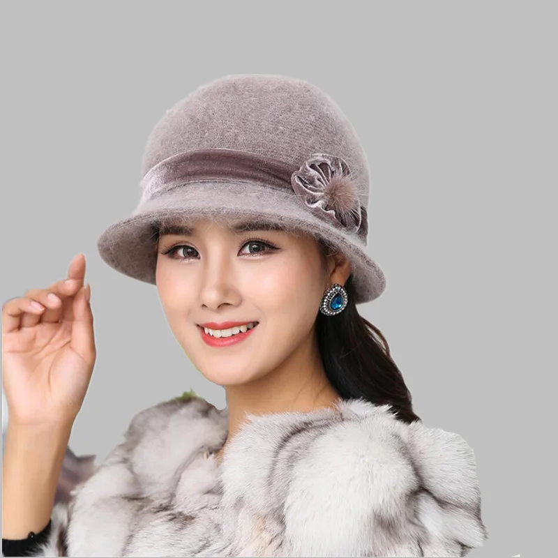 

Autumn Winter Fedora Rabbit Fur Hat for Women Fashion Casual Cap Solid Colors Gorros Cap Women's Hats Chapeau Femme Warm hat