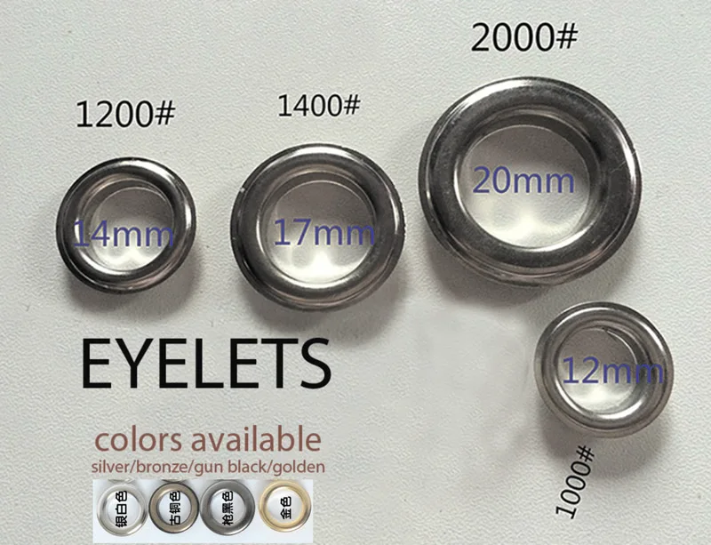 Rustproof brass eyelets with washer set  DIY accessories 4 color 12 14 17 20mm inner eyelet mix for garment or bags 100set lot