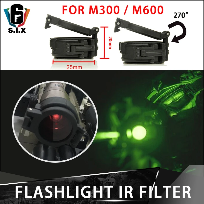 25mm Diameter Tactical Weapon Flashlight IR Filter IR Light Cover For Surefir M300 M300SF M600 Light