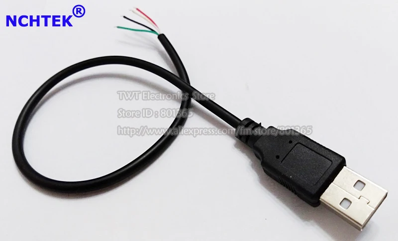 

NCHTEK USB 2.0 A Type Male Plug 4Pin 4 Wire Data Charge Cable Cord Connectors,USB Male Lead Cord 30CM/Free shipping/30PCS