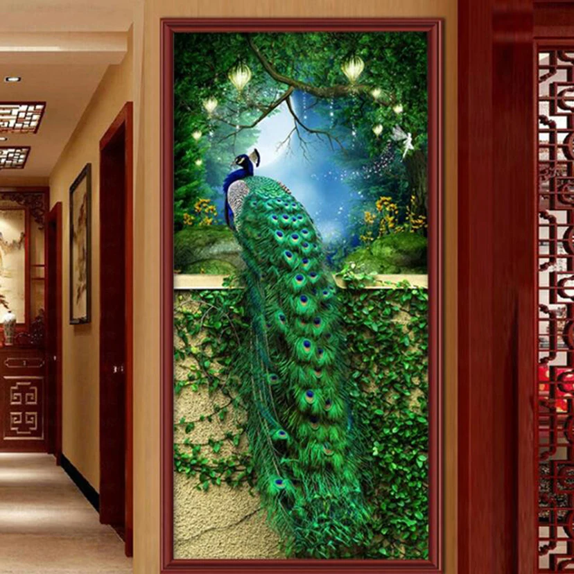 

DIY Diamond Embroidery,Round or square Green Peacock porch Full rhinestone 5D Diamond painting cross stitch,needlework WG873