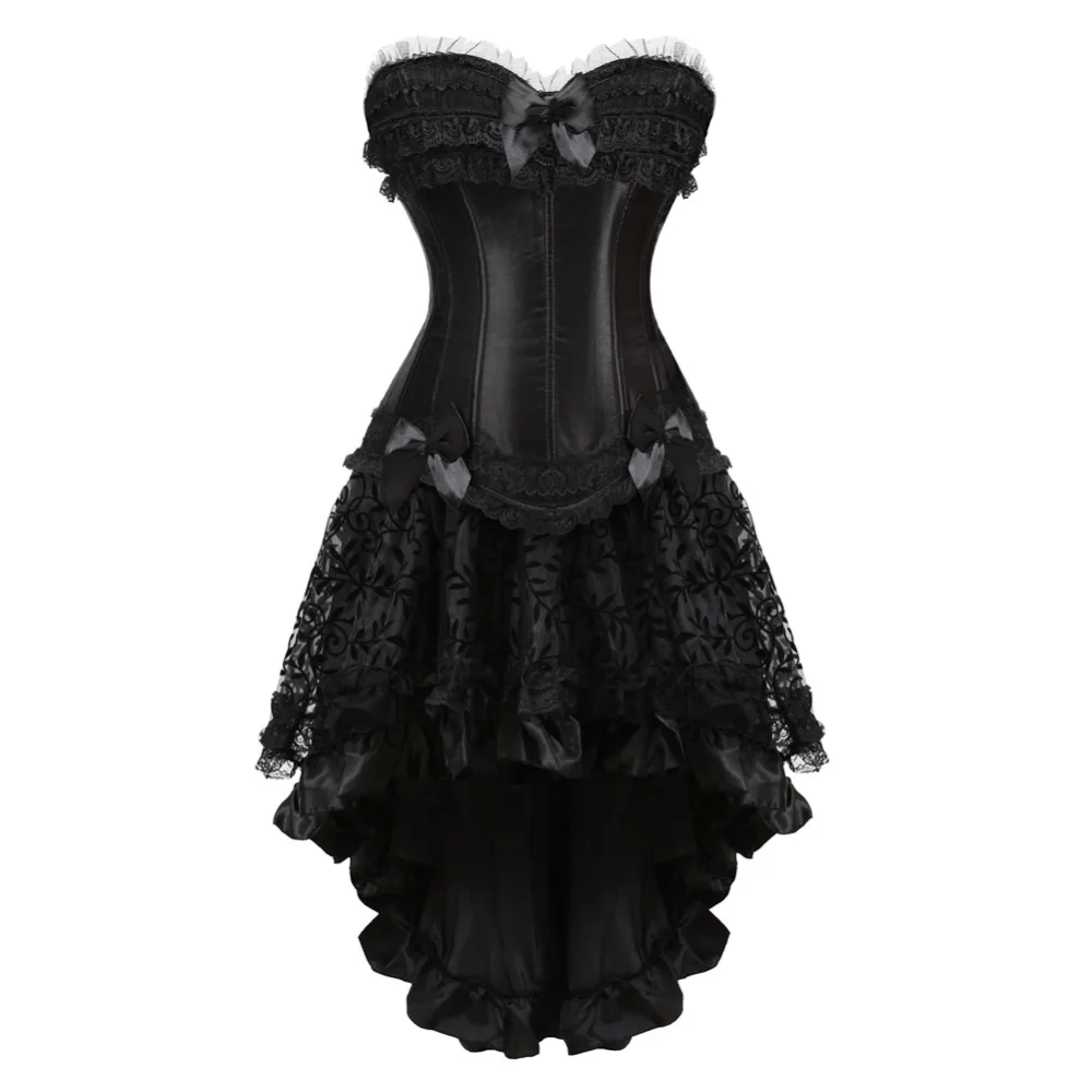 

Black Corsets Dresses for Women Lace Corset Top with Tutu Skirt Masquerade Costume Showgirl Corset Outfit S-6XL Plus Size