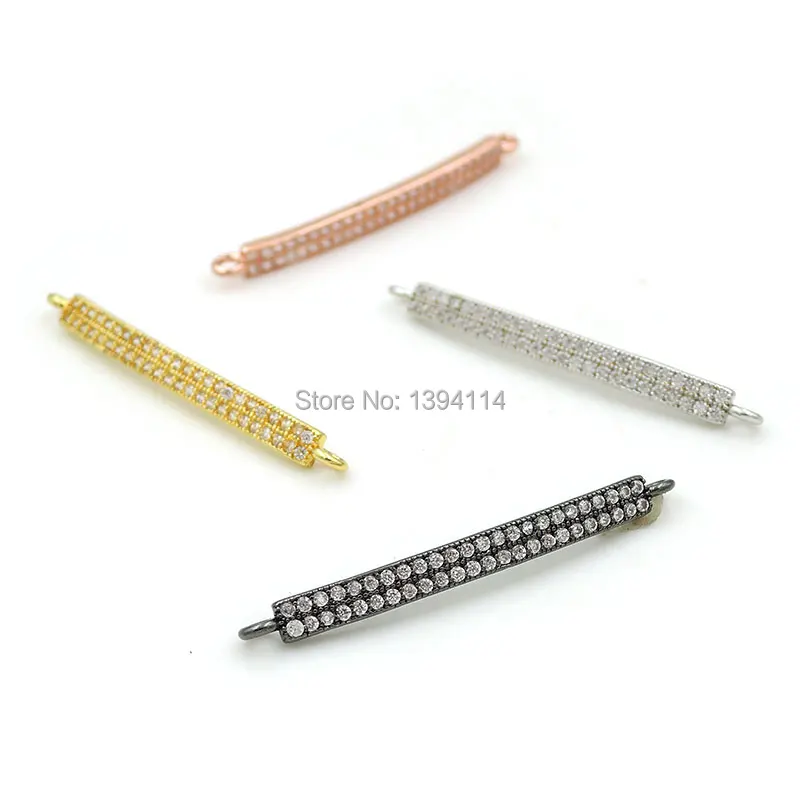 

31*2.5*1.5mm Micro Pave Clear CZ Arc Bar Connector Fit For Women As DIY Bracelets Acccessory