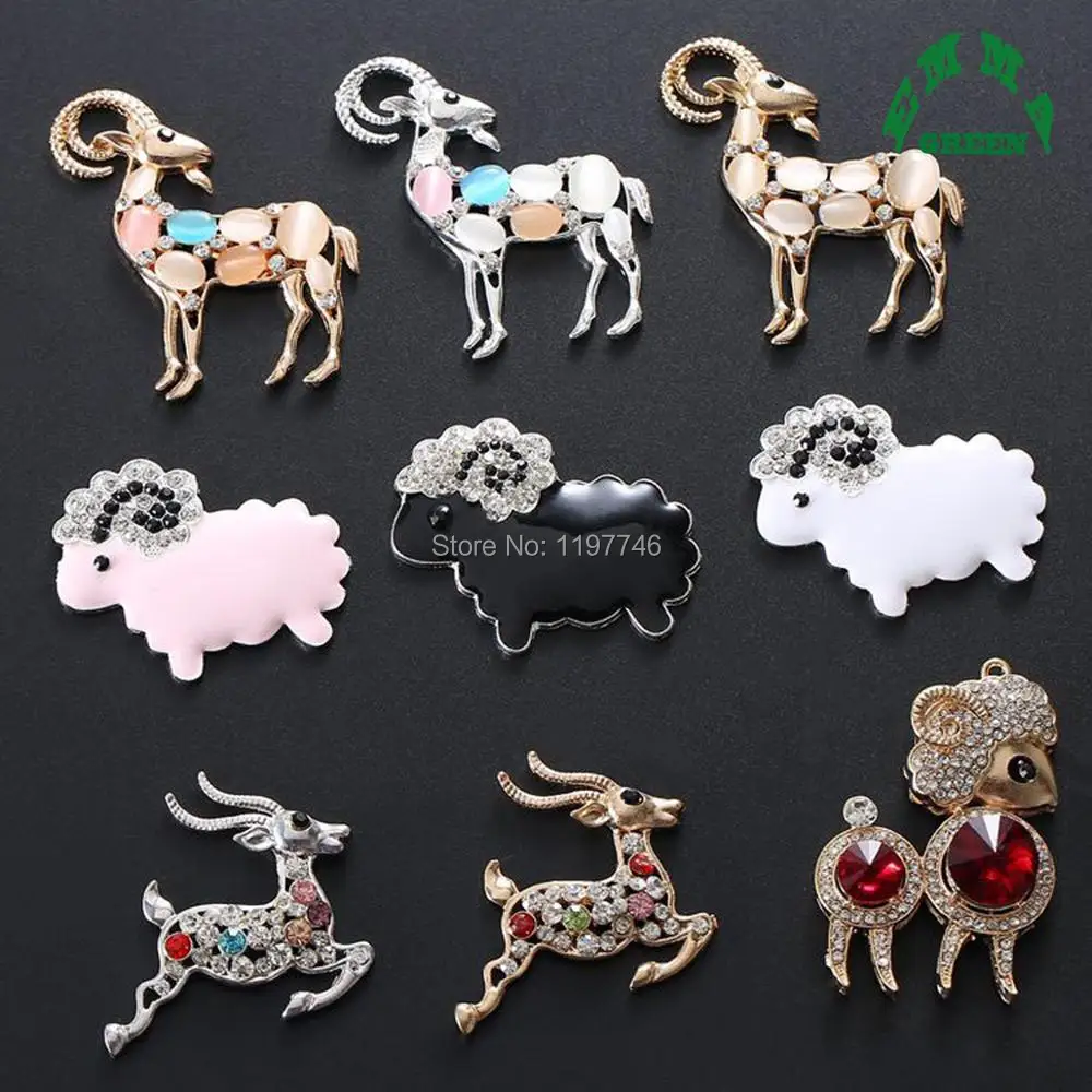 

Enamel Sheep Antelope Crystal Big Rhinestone Buttons Embellishment 10pcs DIY Christmas Handcraft Jewelry Accessories