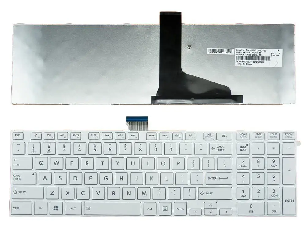 

New US Laptop Keyboard For TOSHIBA L850 WHITE FRAME WHITE(For Win8 OS) PN: 0KN0-ZW3US23 TVBSU 9Z.N7USU.B01 Replacement keyboards