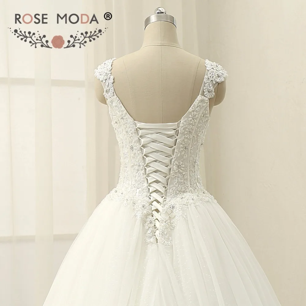 Rosa moda princesa laço vestido de casamento corset volta fotos reais