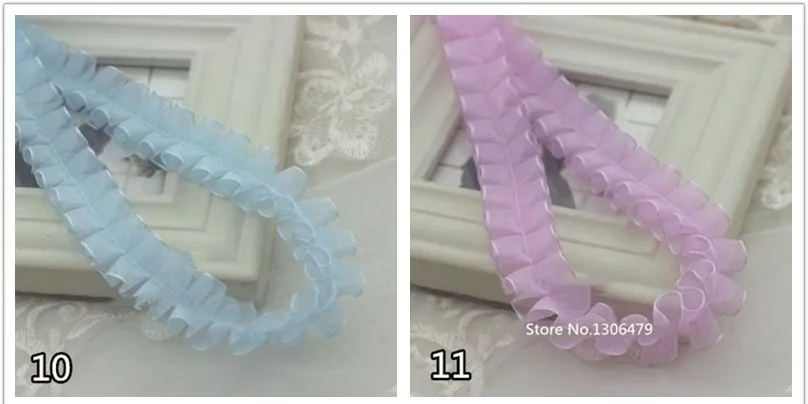 Plissierter Spitzenbesatz für Vorhänge, Tagesdecken, Kissenbezüge, DIY-Kleidung, Geschenkdekoration, Puppenröcke, 2,5 cm, 10 m, 11 Farben – Detail 5
