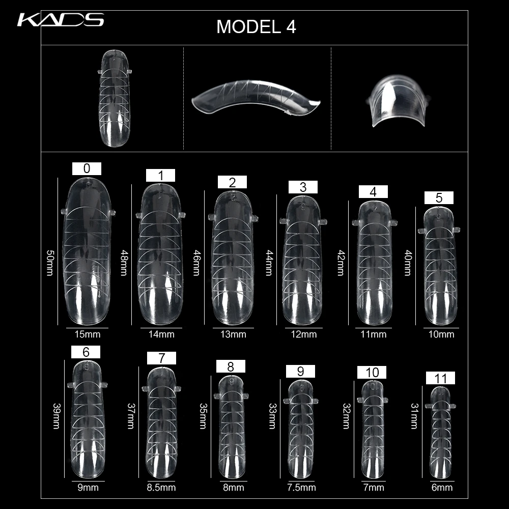 KADS 120 Pcs Quick Building Mold Nail Tips Dual Form False Nails Reusable Clear Manicure Tools for Extension Gel Nail Art