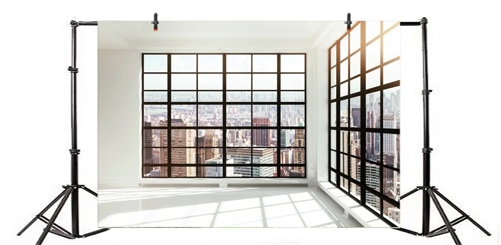 Laeacco-خلفيات للتصوير الفوتوغرافي ، "City Viewhouse ، نافذة فرنسية ، مباني أشعة الشمس ، للأطفال ، استوديو الصور