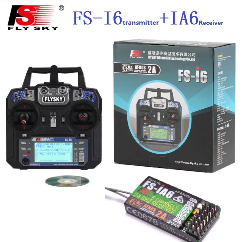 Flysky FS-i6 2.4G 6ch RC Transmitter Controller iA6 IA6B Receiver For  Helicopter Plane Quadcopter Glider