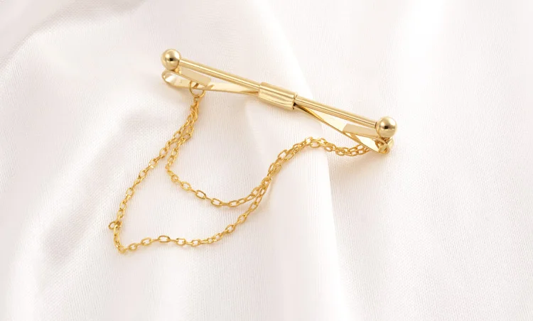 OBN Brand Gold Chain Ball Head Mens Tie Collar Pin Brooch Tie Stick Lapen Pin Shirt with Collar Bars Jewelry