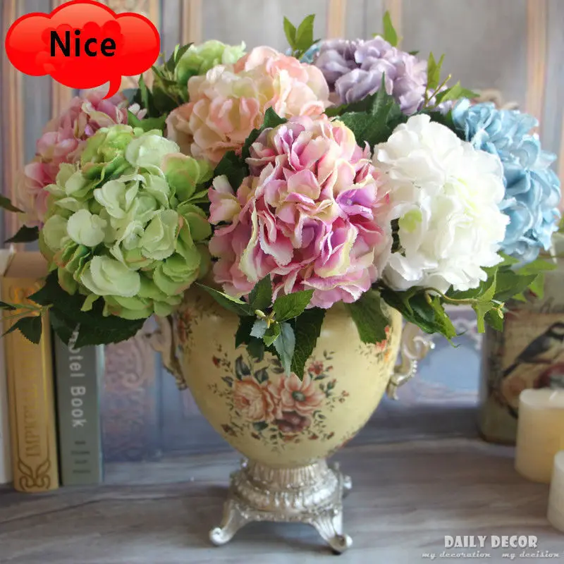 10pcs/lot ! high simulation artificial Xi Miya hydrangea flowers wedding decorative  silk flower hydrangea Hortensia in 7 colors