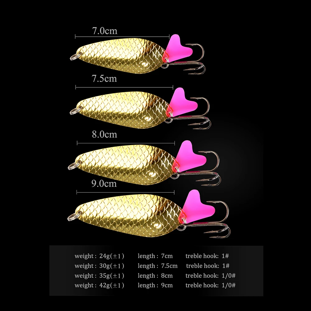 FTK  Fishing Lure 1PC 24g/30g/35g/42g Spoon Noise Sequin Paillette Carp Hard Fishing Baits With Mustad 34647-BN Treble Hook Lure