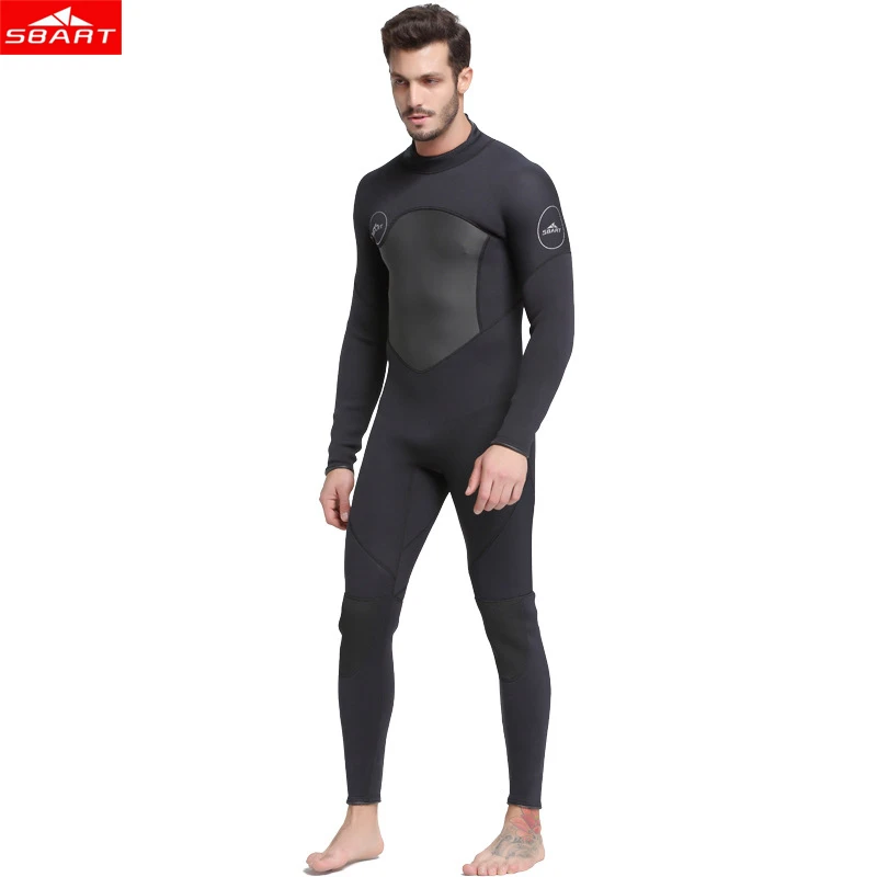 SBART Men 3mm Neoprene Diving Suit Warm Keeping Patchwork Soft Wetsuit Rash Guards Swimwear Long Sleeve Spearfishing Snorkeling