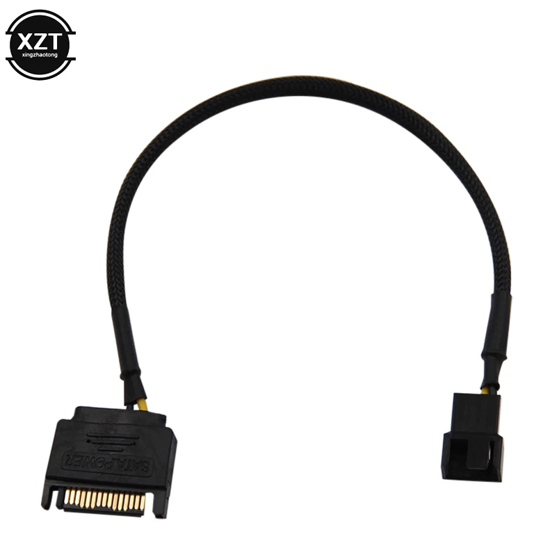 SATA 15Pin to 1 2 * 3Pin / 4Pin Computer Cooling Fan Splitter Hub Converter Adapter PWM Temperature Power Cable