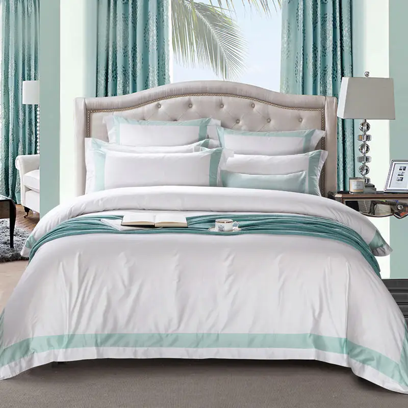 Imagem -04 - Conjunto de Cama de Algodão Branco Premium para o Hotel Capa de Edredão Lençol Fronhas Luxo Rainha Rei Califórnia Tamanho Eua 100