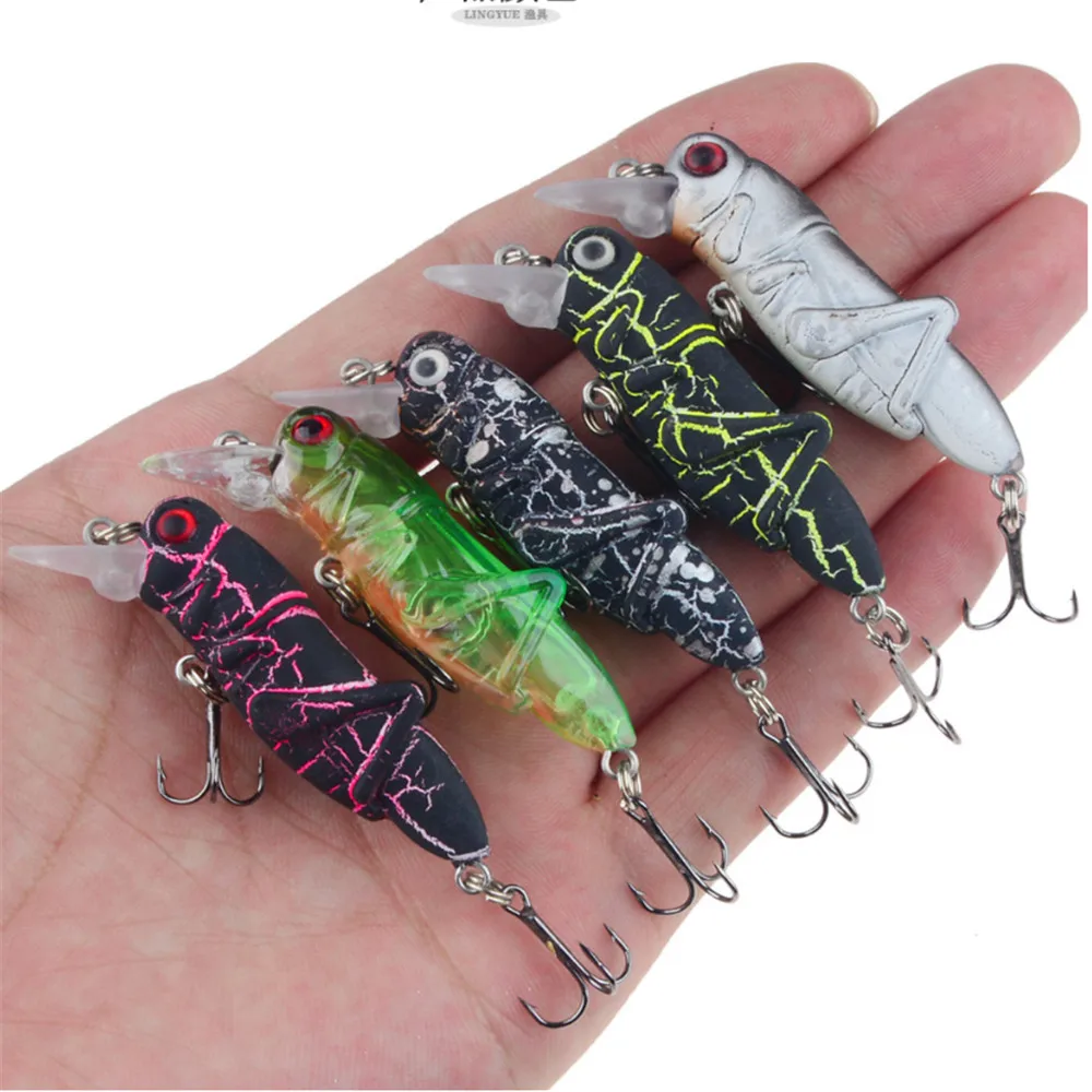 1pcs 3.5g 5.5cm Grasshopper Insect Baits Flying Jig Wobbler Fishing Lure Crankbaits For Carp Fishing Lifelike Hard Plastic Baits