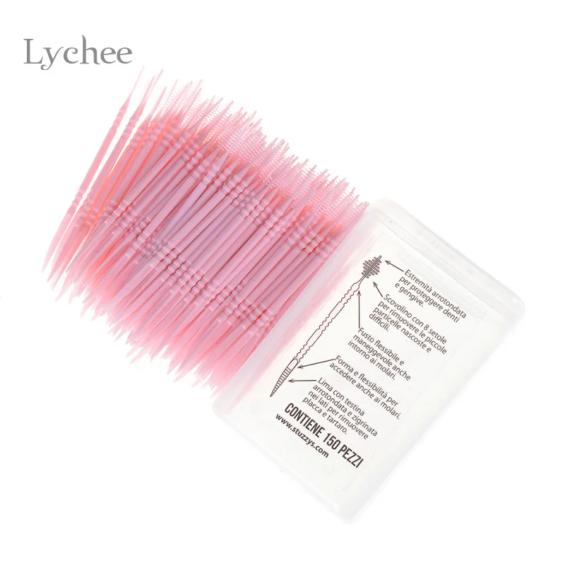 Lychee Life 150pcs/Pack Random Color Portable Plastic Toothpick Oral Dental Picks Eco-Friendly Tooth Pick