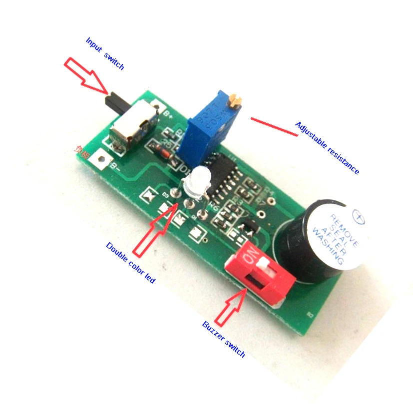 2S 3S 4S 5S 7S Battery low voltage warning 6.5V-30V alarm Buzzer Adjustable li-ion NiMH NiCD ion phosphate LED power indicator