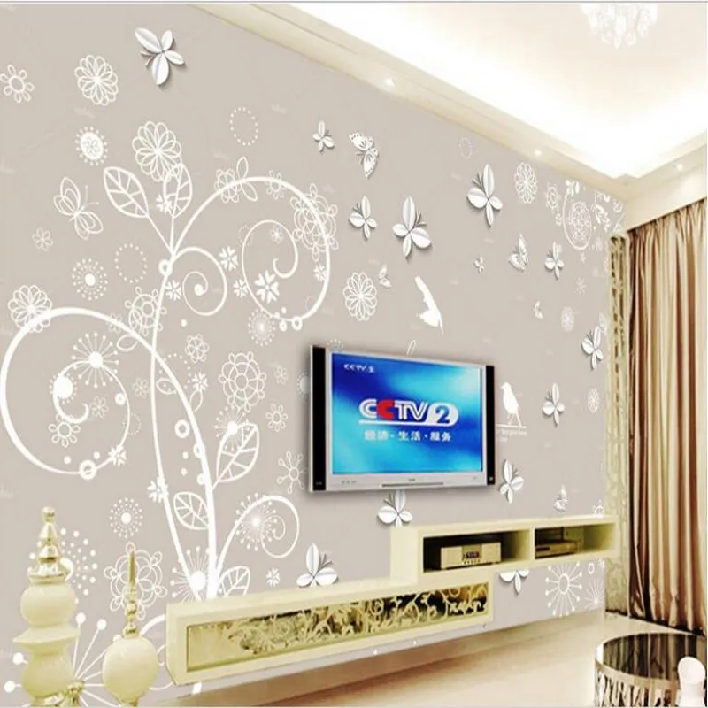 

wellyu Custom large - scale murals Continental pattern 3D butterfly TV backdrop wallpaper papel de parede para quarto