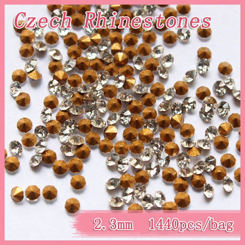 Top Quality Czech Rhinestones 1440pcs/bag 2.3mm Clear Crystal Pointback Stone Bridal Trim Limited Quantity to Sell